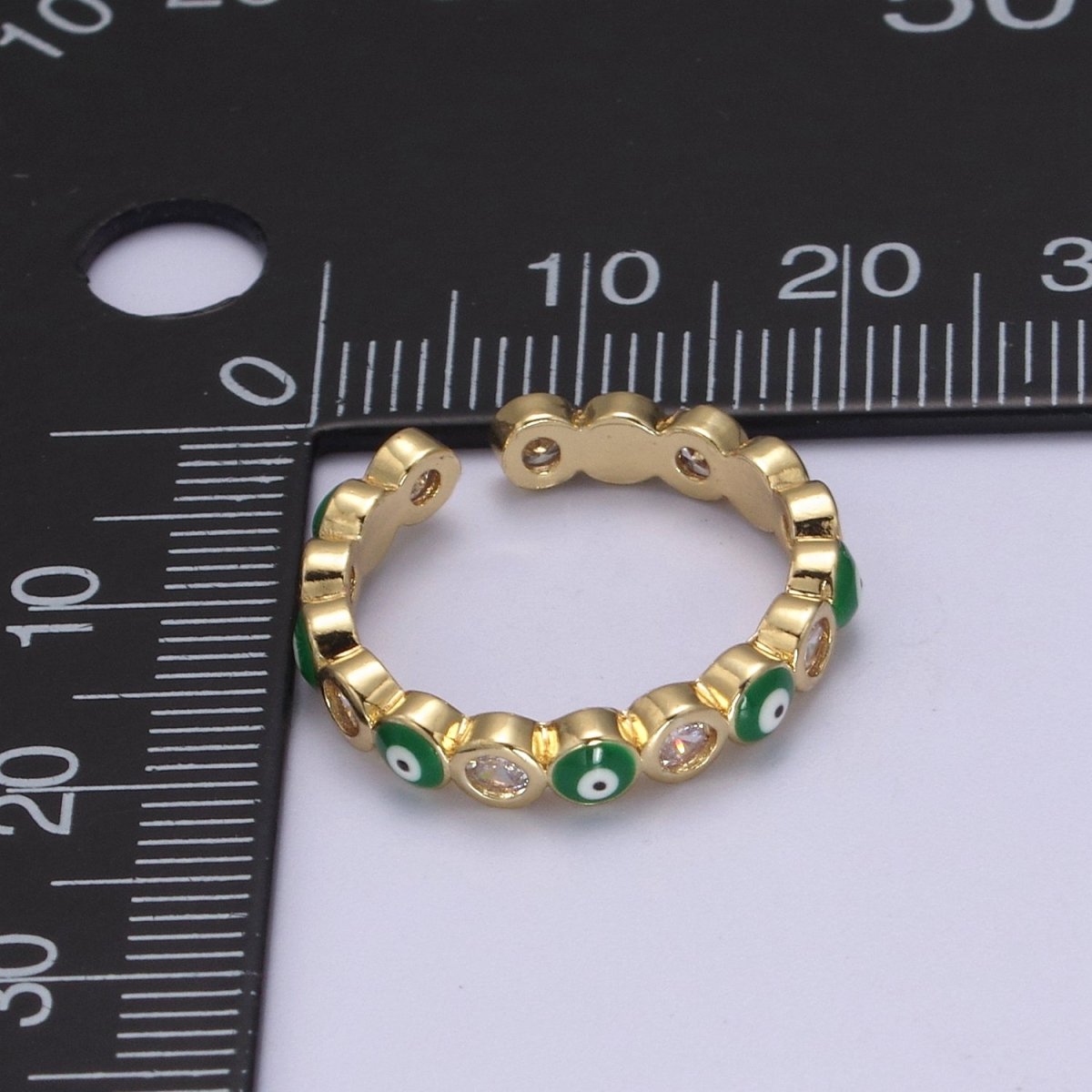 Evil Eye Ring, Minimalist Gold Ring, Dainty Stackable Ring 14k Gold Filled Open Adjustable Ring Amulet Jewelry U-331~U-335 - DLUXCA