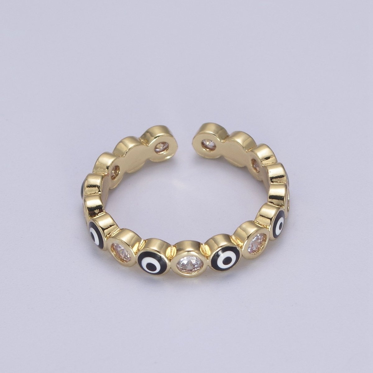 Evil Eye Ring, Minimalist Gold Ring, Dainty Stackable Ring 14k Gold Filled Open Adjustable Ring Amulet Jewelry U-331~U-335 - DLUXCA