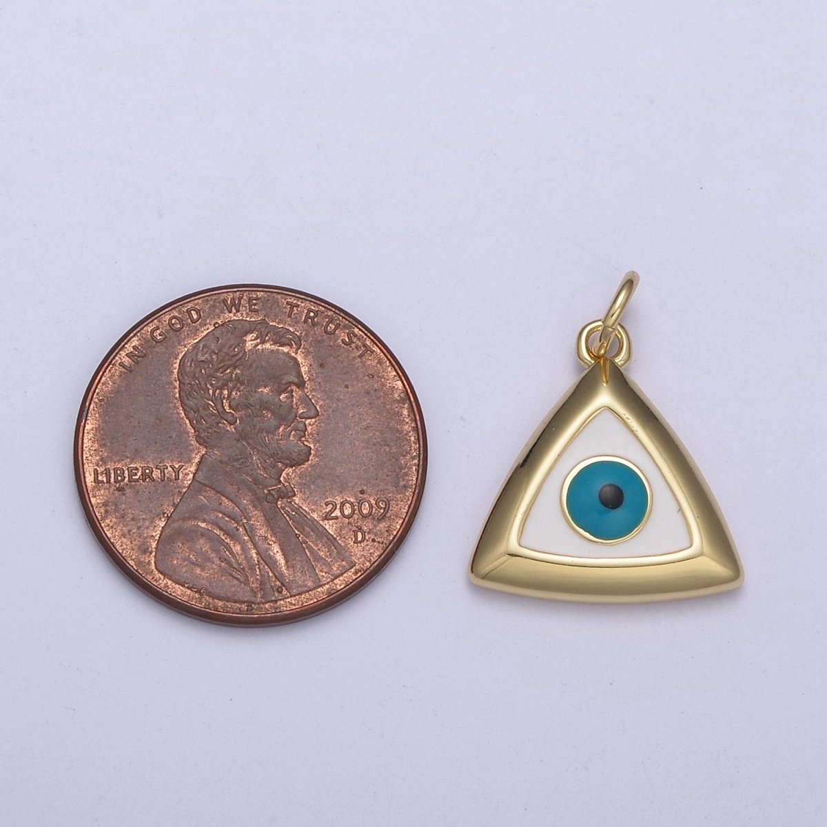 Eye of Providence Charm Gold Triangle Turquoise Evil Eye Third Eye Dainty Triangle Protection Amulet Jewelry Pendant C-639 - DLUXCA