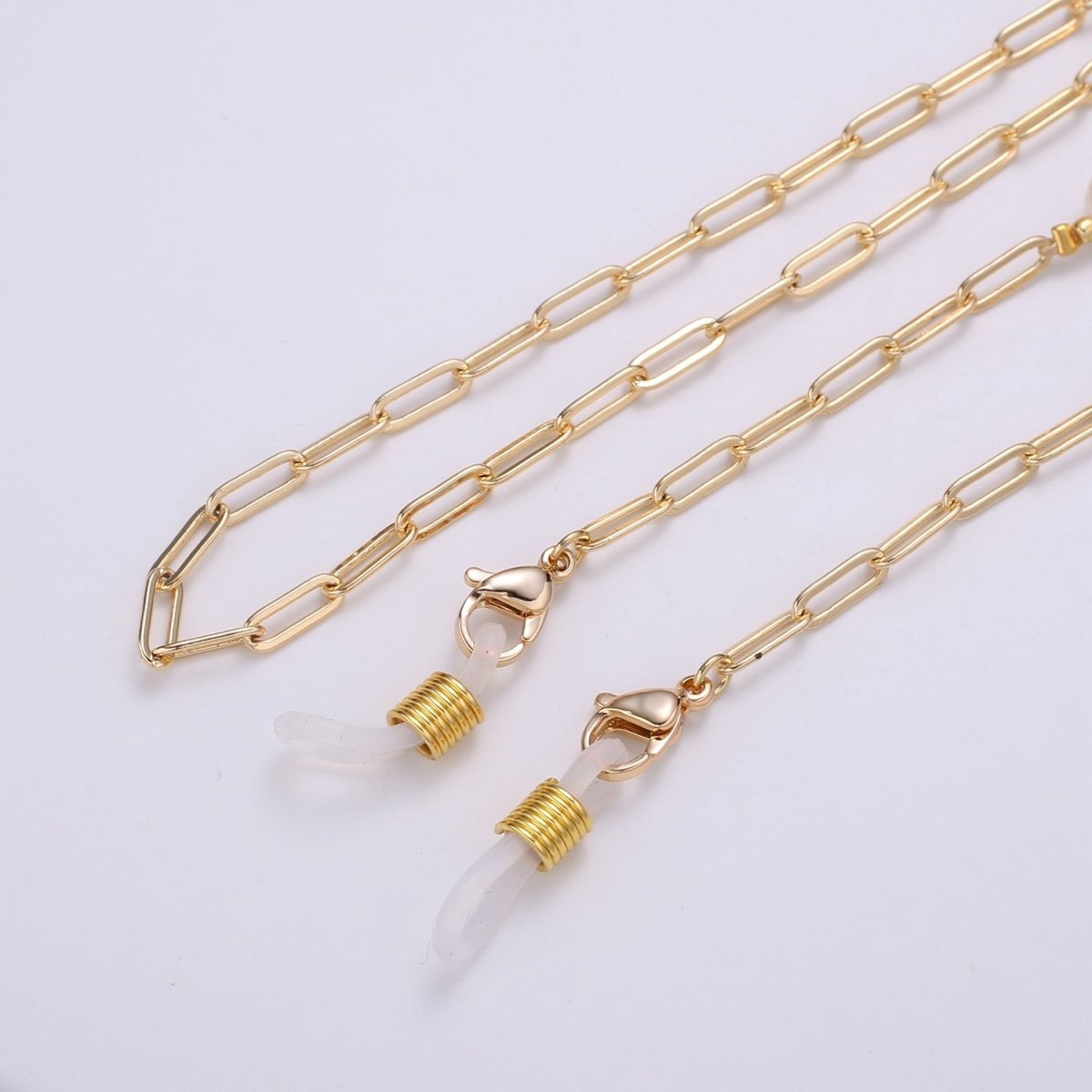 Face Mask Chain Gold Necklace, Face Mask Holder, Chain ONLY, Pearl Face Mask Chain, Paper Clip Face Mask Chain - DLUXCA