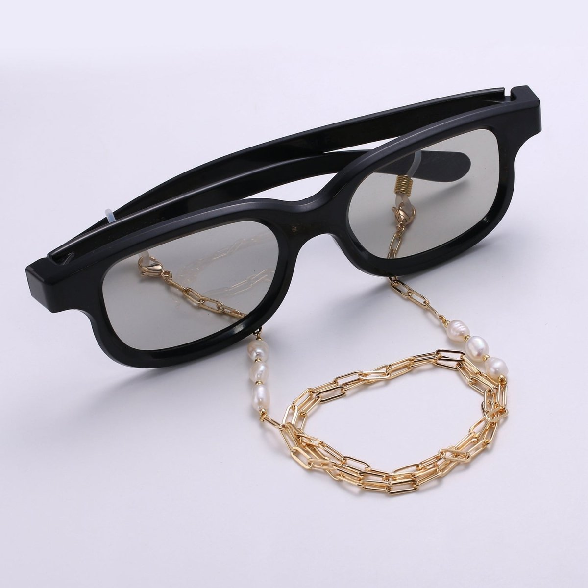 Face Mask Chain Gold Necklace, Face Mask Holder, Chain ONLY, Pearl Face Mask Chain, Paper Clip Face Mask Chain - DLUXCA