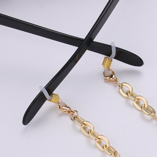 Face Mask Chain Gold Necklace, Face Mask Holder, Rondell Beaded Chain ONLY, Pearl Face Mask Chain, Handmade Cable Face Mask Chain - DLUXCA