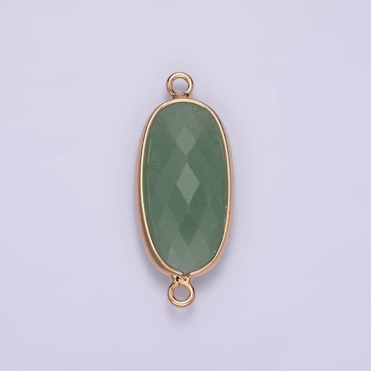 Faceted Gemstone Oval Gold Charm Connector Rose Quartz Onyx Labradorite Amethyst Amazonite Charm G033 - G043 - DLUXCA