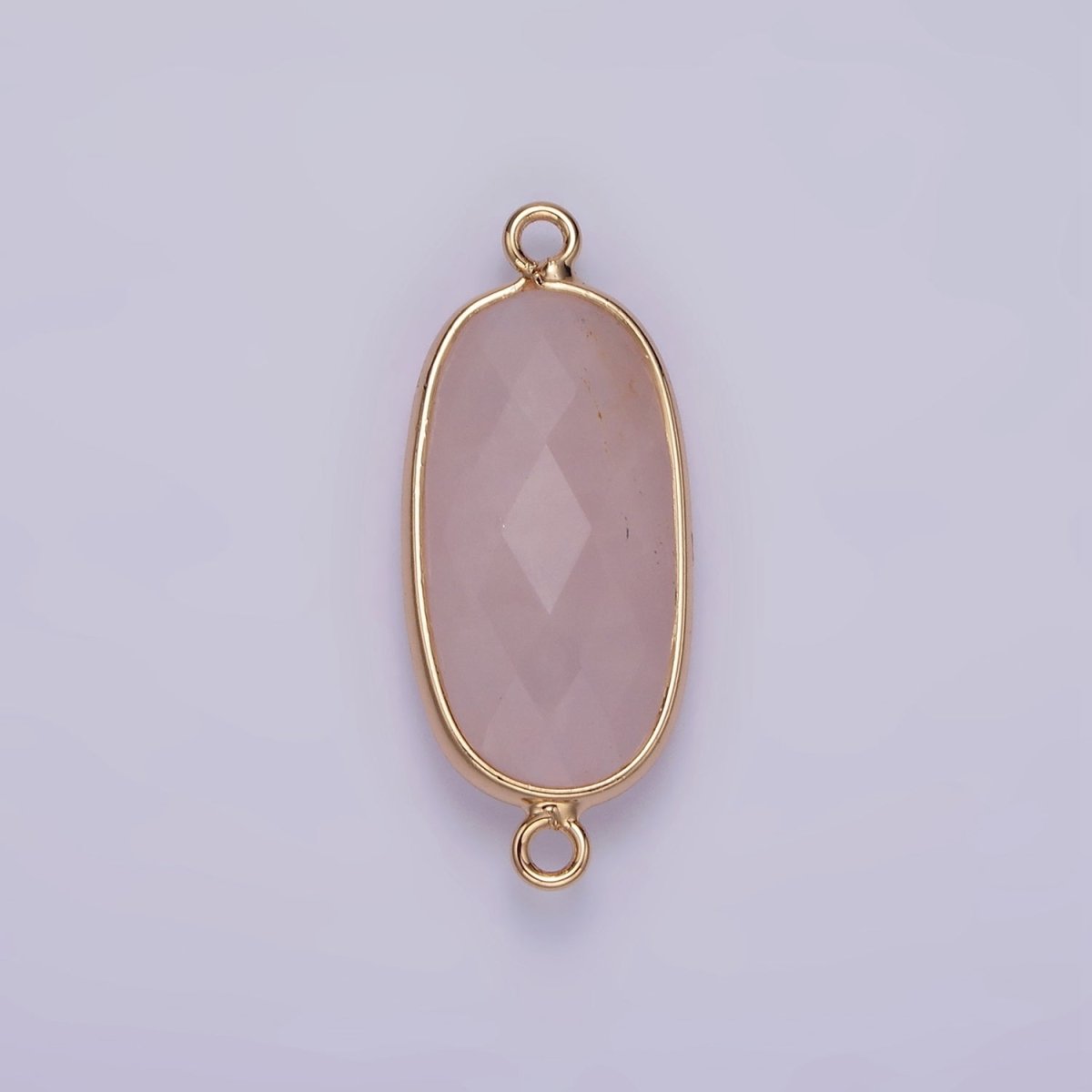Faceted Gemstone Oval Gold Charm Connector Rose Quartz Onyx Labradorite Amethyst Amazonite Charm G033 - G043 - DLUXCA