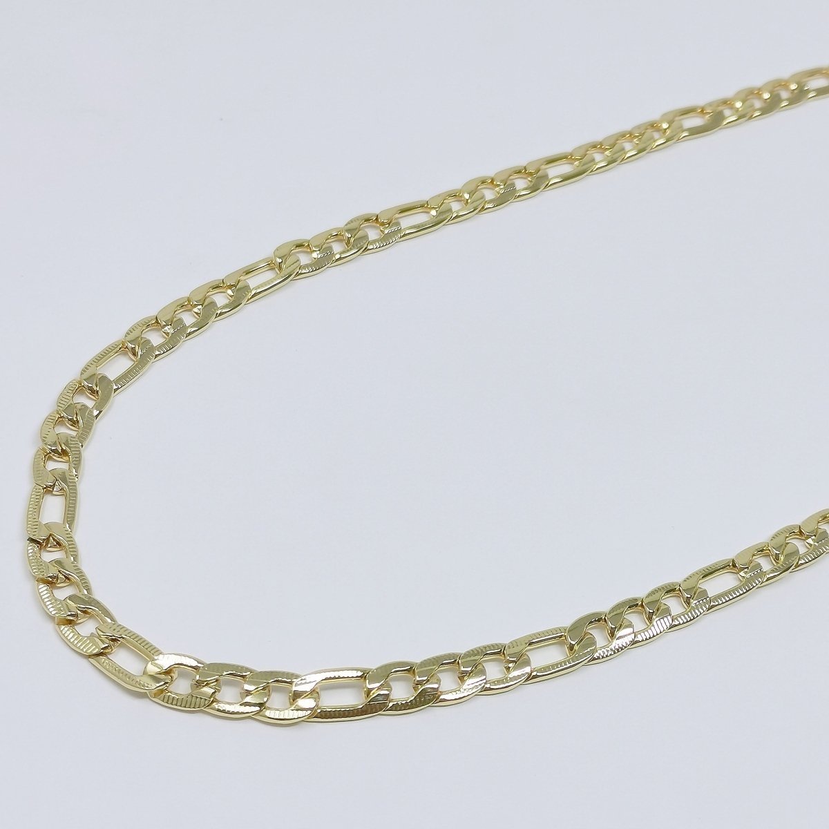 FIGARO Curb 7mm Width, 24K Gold Filled Chain By Yard, Link Cable Elongated Chain by Yard, Wholesale bulk Roll Chain DIY Craft | ROLL-365 Clearance Pricing - DLUXCA