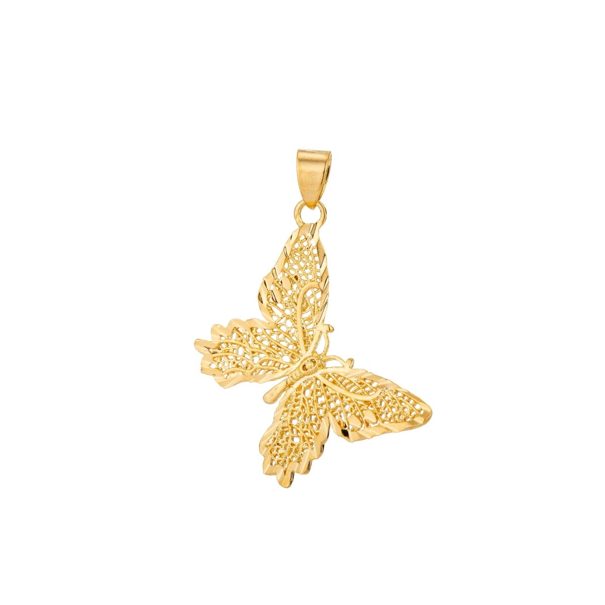Filgree Monarch Butterfly Pendant in 18k Gold Fiill Butterfly charm for Necklace Earring Jewelry Making H-821 - DLUXCA