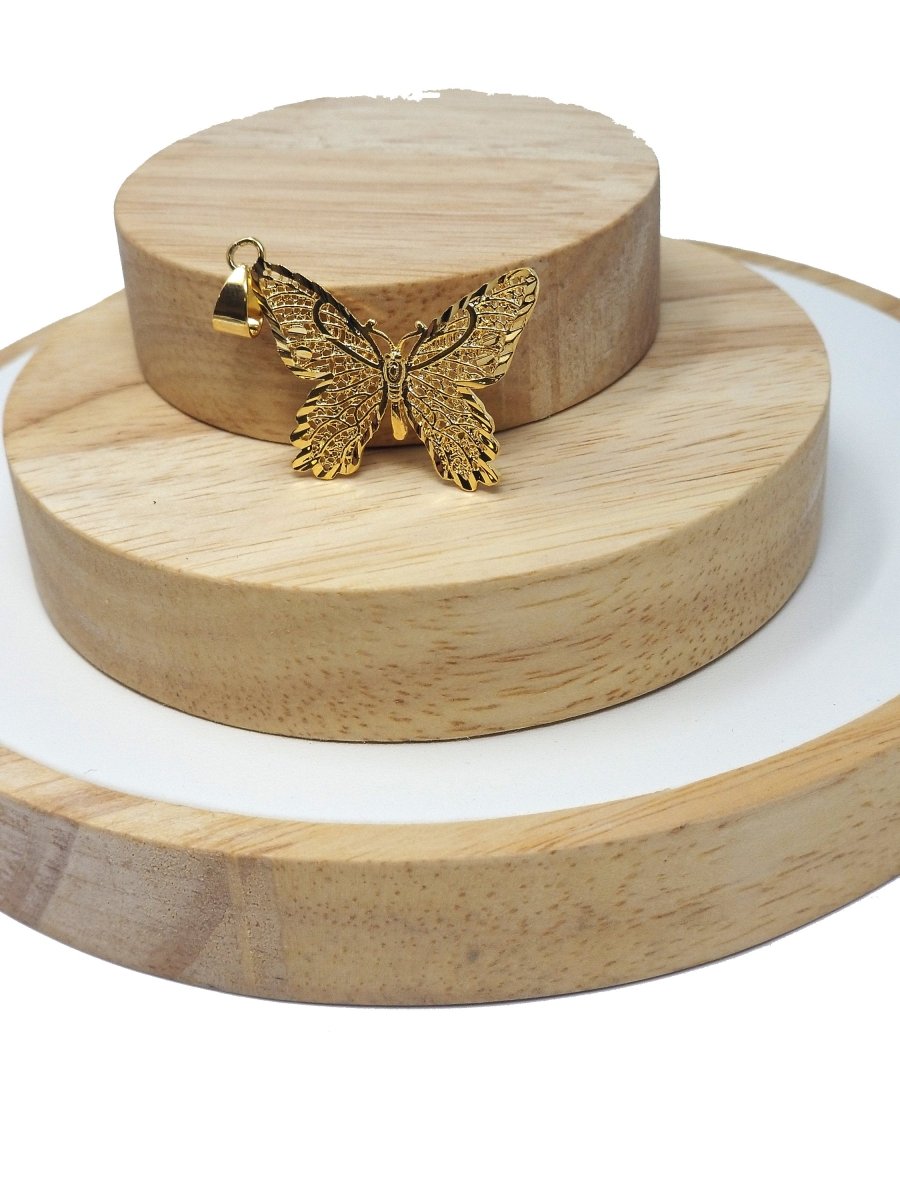 Filgree Monarch Butterfly Pendant in 18k Gold Fiill Butterfly charm for Necklace Earring Jewelry Making H-821 - DLUXCA