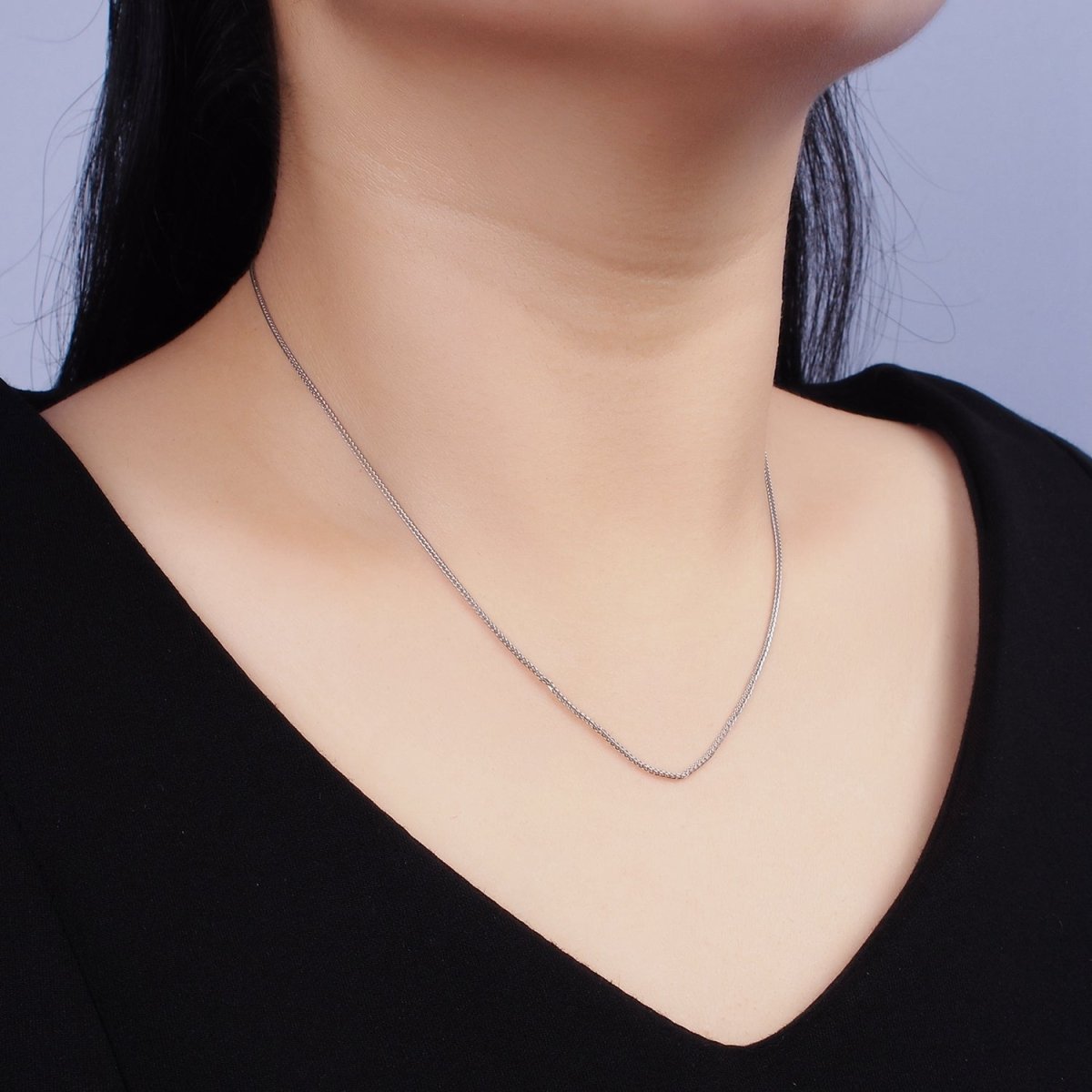 Fine 925 Sterling Silver 0.7mm Curb Chain Necklace 15.35 inch + 2 Inch Extender | WA-1969 Clearance Pricing - DLUXCA