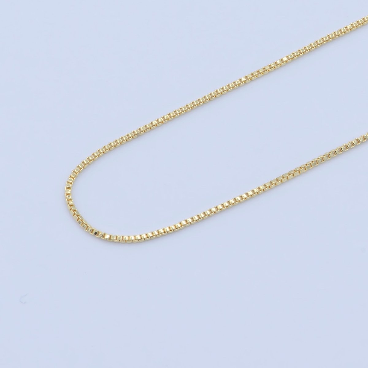 Fine Gold Box Chain 0.5mm BOX Chain - Dainty Box chain 17.5 inch Box Chain Necklace Jewelry Making Supply | WA-242 Clearance Pricing - DLUXCA