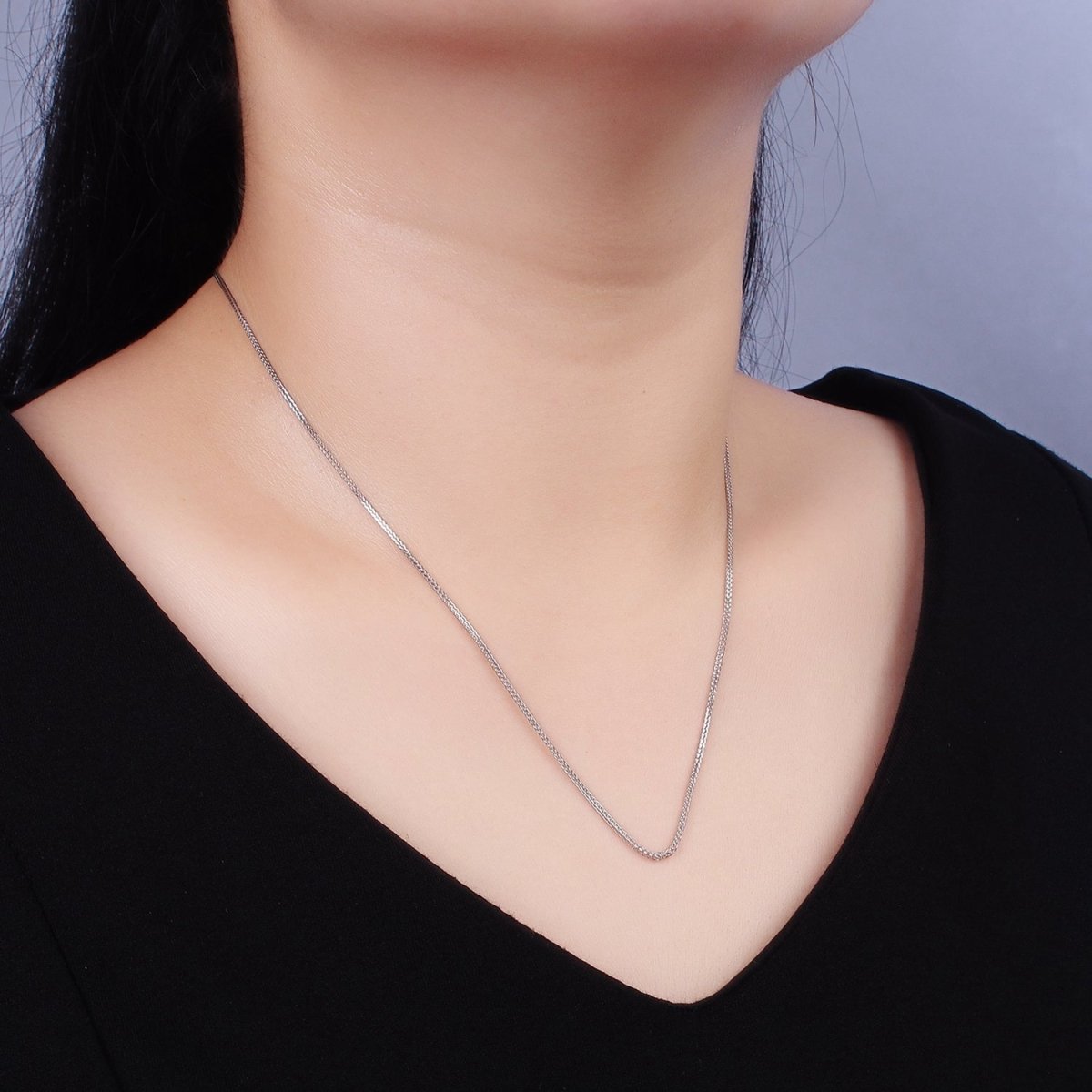 Fine S925 Sterling Silver 0.8mm Espiga Wheat Chain 18.5 inch Chain Necklace | WA-2161 Clearance Pricing - DLUXCA