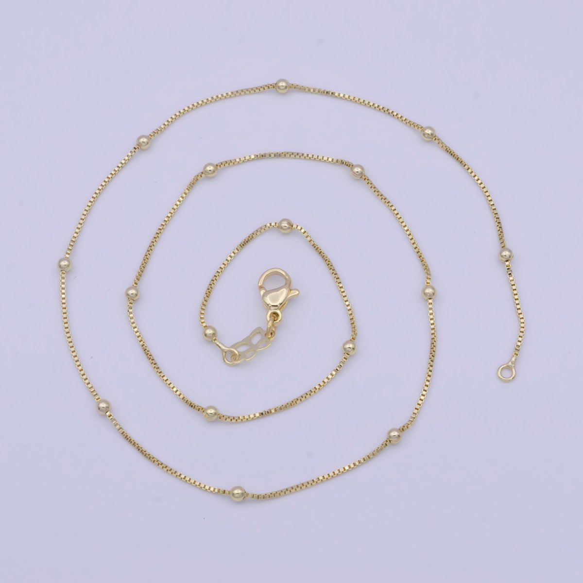 Fine Satellite Chain 18" Ready to Wear 14k Gold Filled Box Chain with Lobster Clasp, Simple Everyday Layering Necklace | WA-1108 Clearance Pricing - DLUXCA