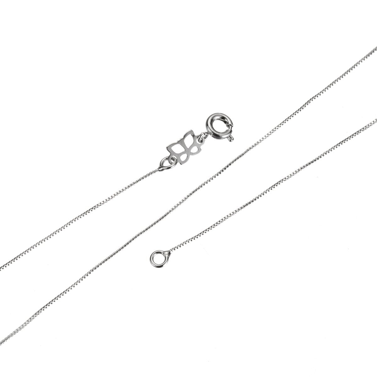 Finished Box Chain, Dainty 0.4mm White Gold Filled Box Chain Necklace w/ Spring Ring 15.6 & 17 Inches | CN-636 CN-637 Clearance Pricing - DLUXCA