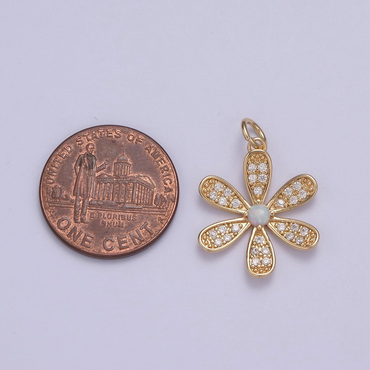 Flower Charm Pendant - Cute Daisy Flower Micro Pave Charm for Earring Bracelet Necklace N-427 - DLUXCA