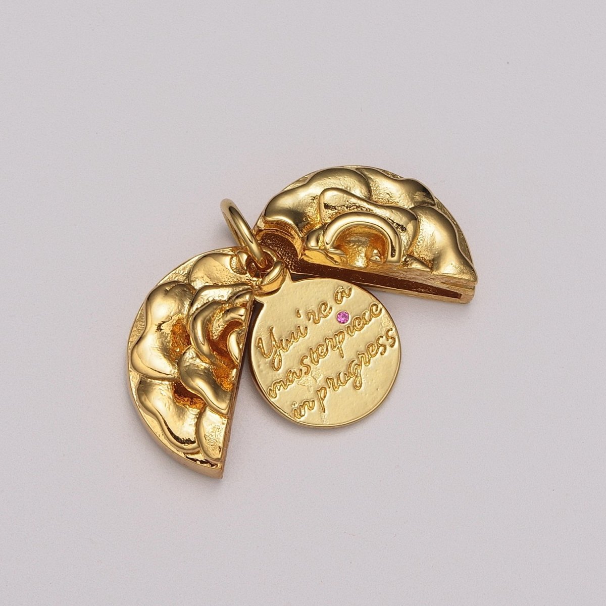 Flower Locket Charm Necklace Encouraging Word Pendant Necklace Engraved Jewelry M-834 - M-837 - DLUXCA