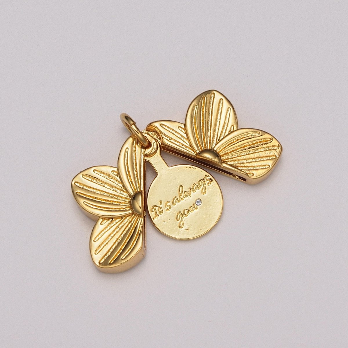 Flower Locket Charm Necklace Encouraging Word Pendant Necklace Engraved Jewelry M-834 - M-837 - DLUXCA