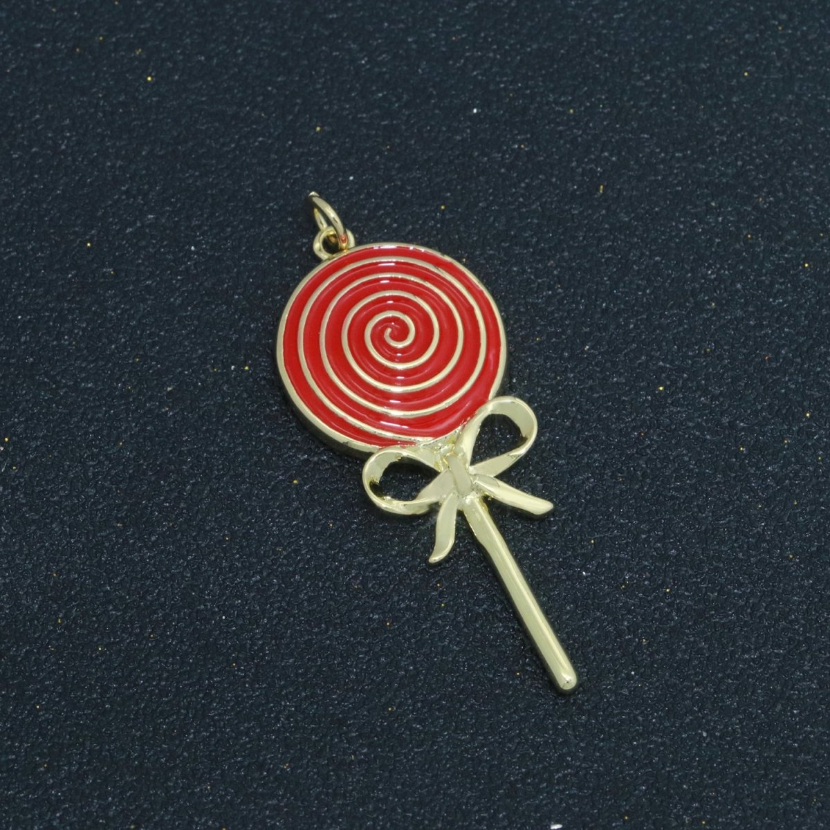 Foodie Gold Lollipop Colorful Enamel Candy Charm Inspired Pink, Green, Red, Teal, White Color M731 - M-736 - DLUXCA