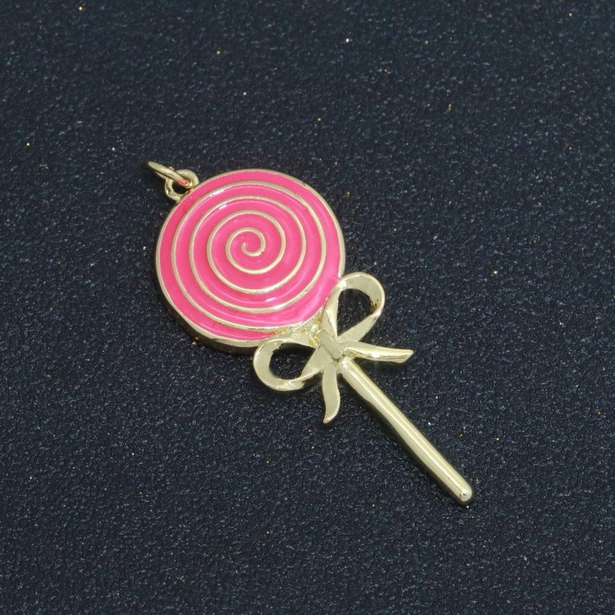 Foodie Gold Lollipop Colorful Enamel Candy Charm Inspired Pink, Green, Red, Teal, White Color M731 - M-736 - DLUXCA