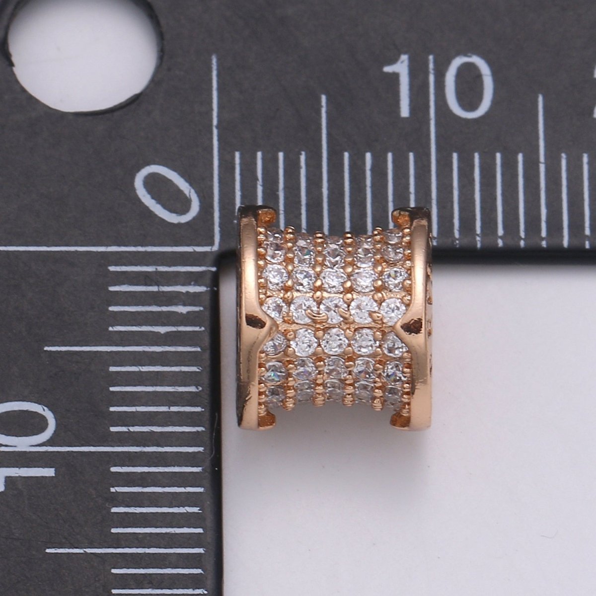 Forever Rose Gold Filled Tube beads, clear Micro Pave Bead / CZ Bead / Cubic Zirconia tube beads For Bracelet Necklace Charm Bracelet Supply B-399 - DLUXCA