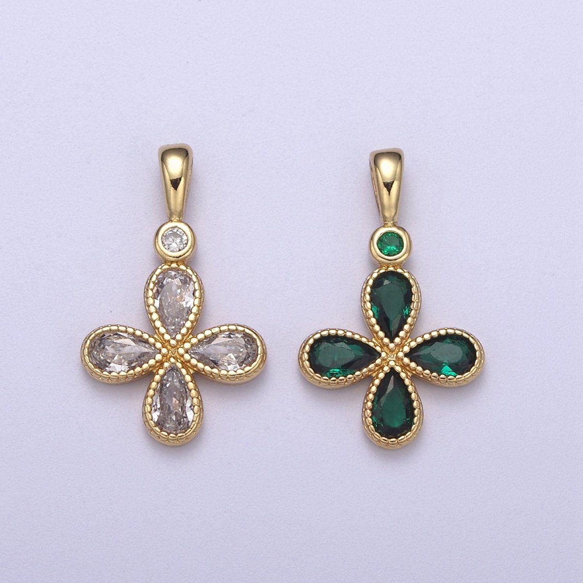 Four Leaf Clover Gold Filled lucky charm pendant necklace good luck charm H-131 H-135 - DLUXCA