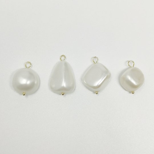 Freeform Pearl Charm Gold Smooth Natural White Shell Nugget Pearl pendant - Measuring 10-12mm P-1573 P-1574 - DLUXCA