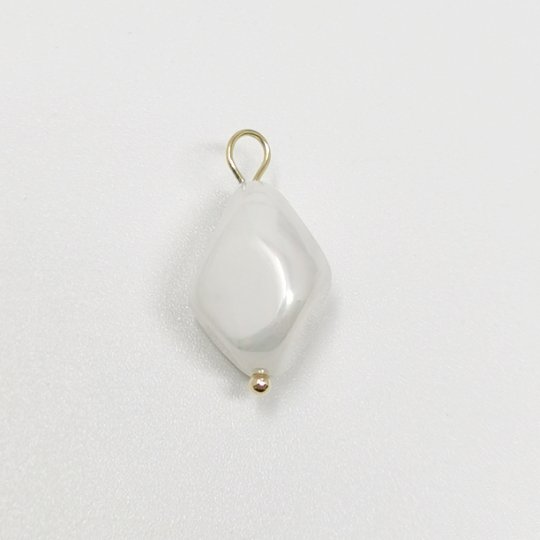 Freeform Pearl Charm Gold Smooth Natural White Shell Nugget Pearl pendant - Measuring 10-12mm P-1573 P-1574 - DLUXCA