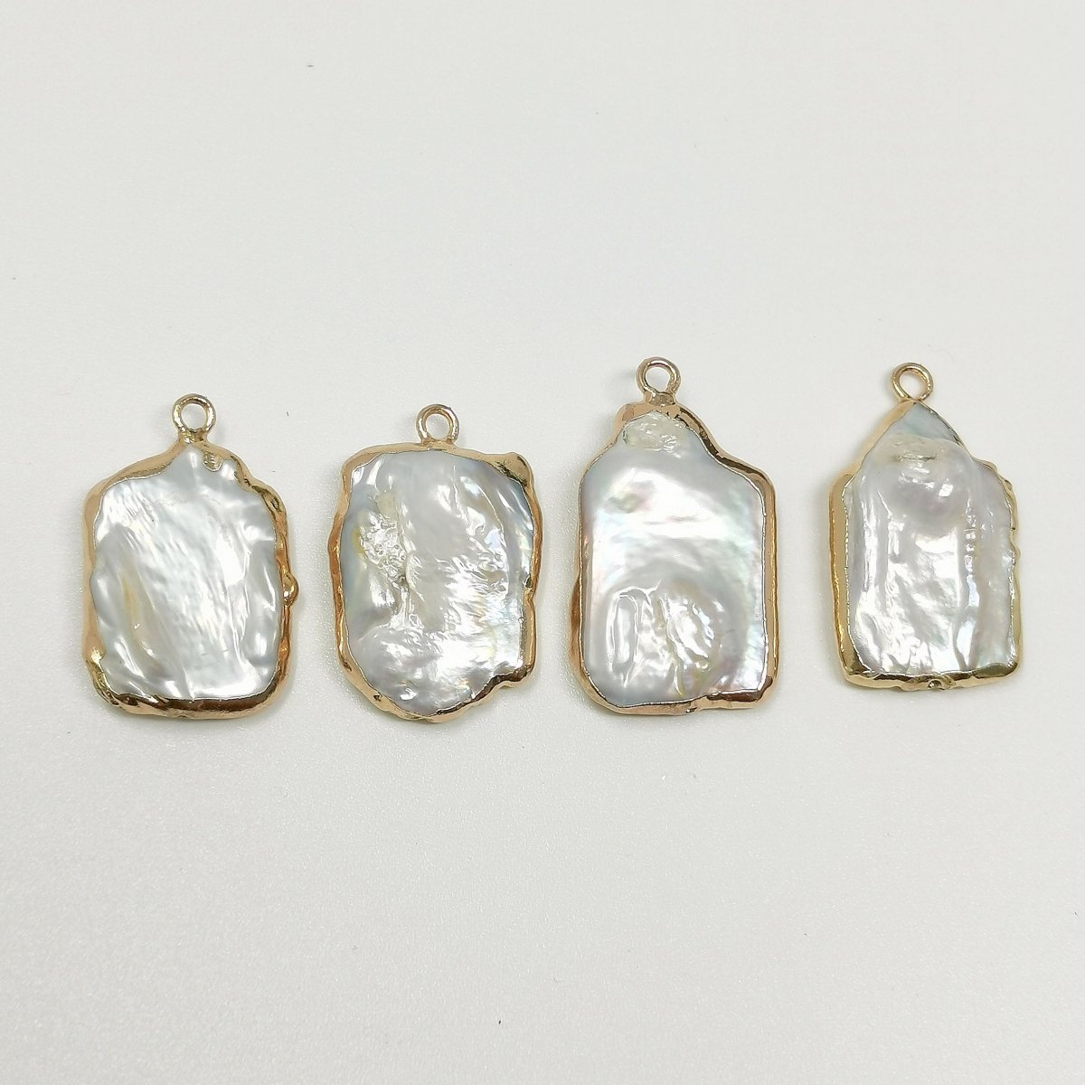 Freeform Square Baroque Pearl Charm with 14k Light Gold Plated Edge Necklace Anklet Bracelet Earring Charm Supplies P-1764 - DLUXCA