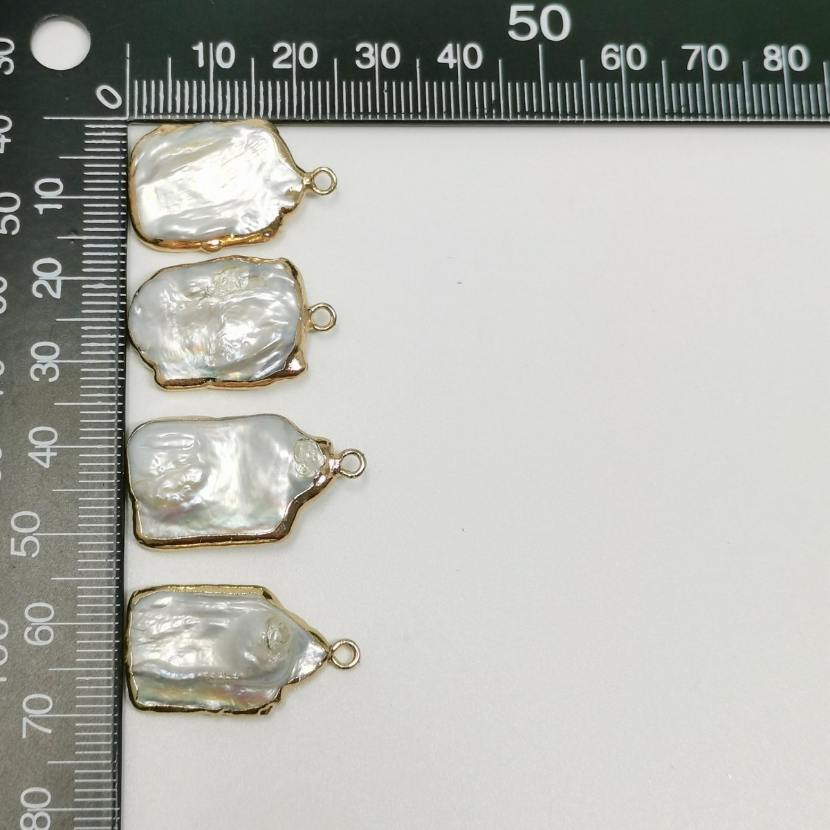 Freeform Square Baroque Pearl Charm with 14k Light Gold Plated Edge Necklace Anklet Bracelet Earring Charm Supplies P-1764 - DLUXCA