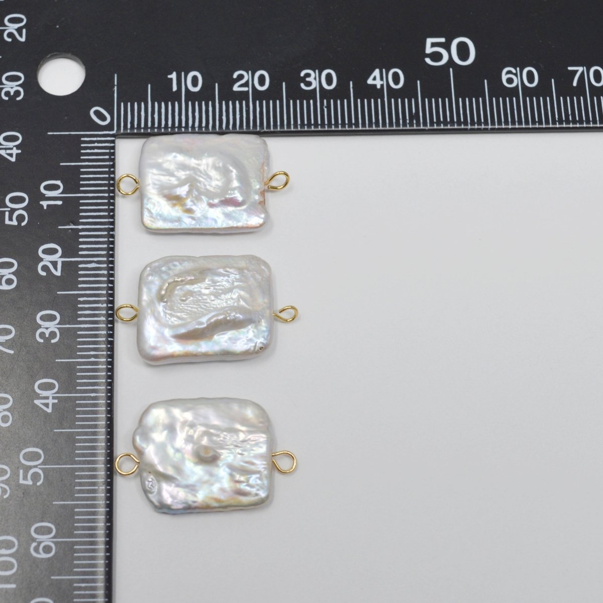 Freeform Square Shape Genuine Freshwater Pearls Connector, 15x25mm, Irregular Rectangle Fresh Water Keishi Pearl Beads Charm Wholesale P-1802 - DLUXCA