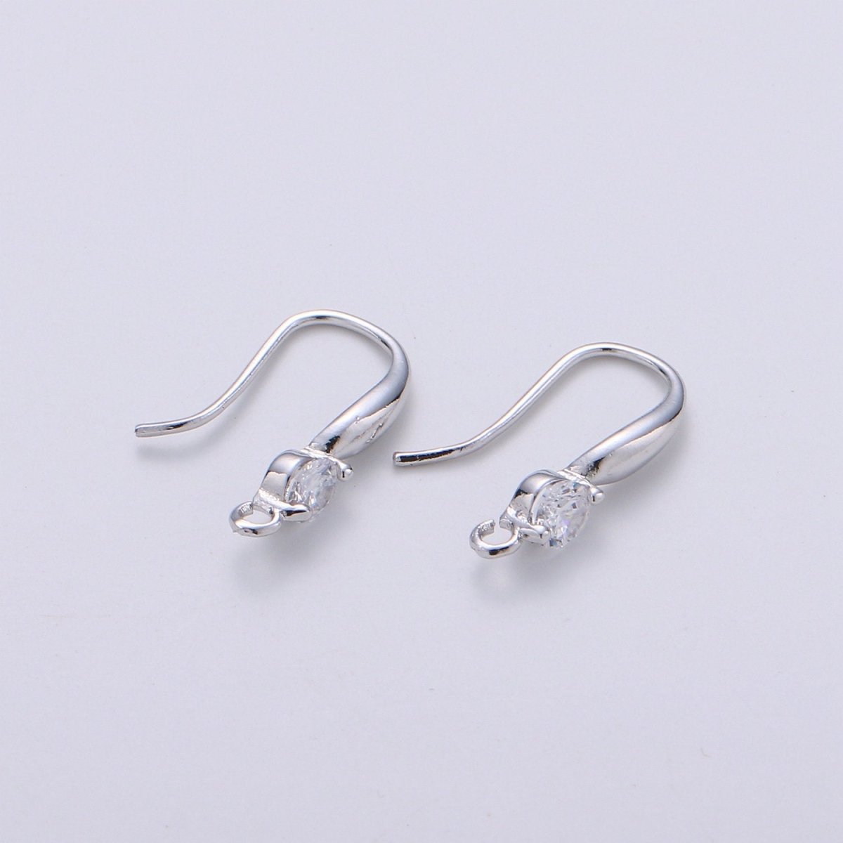 French Hook Earrings in Gold, French Hook Earrings / Gold Hook Ear Wires w/ Cz / French Hook / Earrings Craft K-822 K-823 - DLUXCA