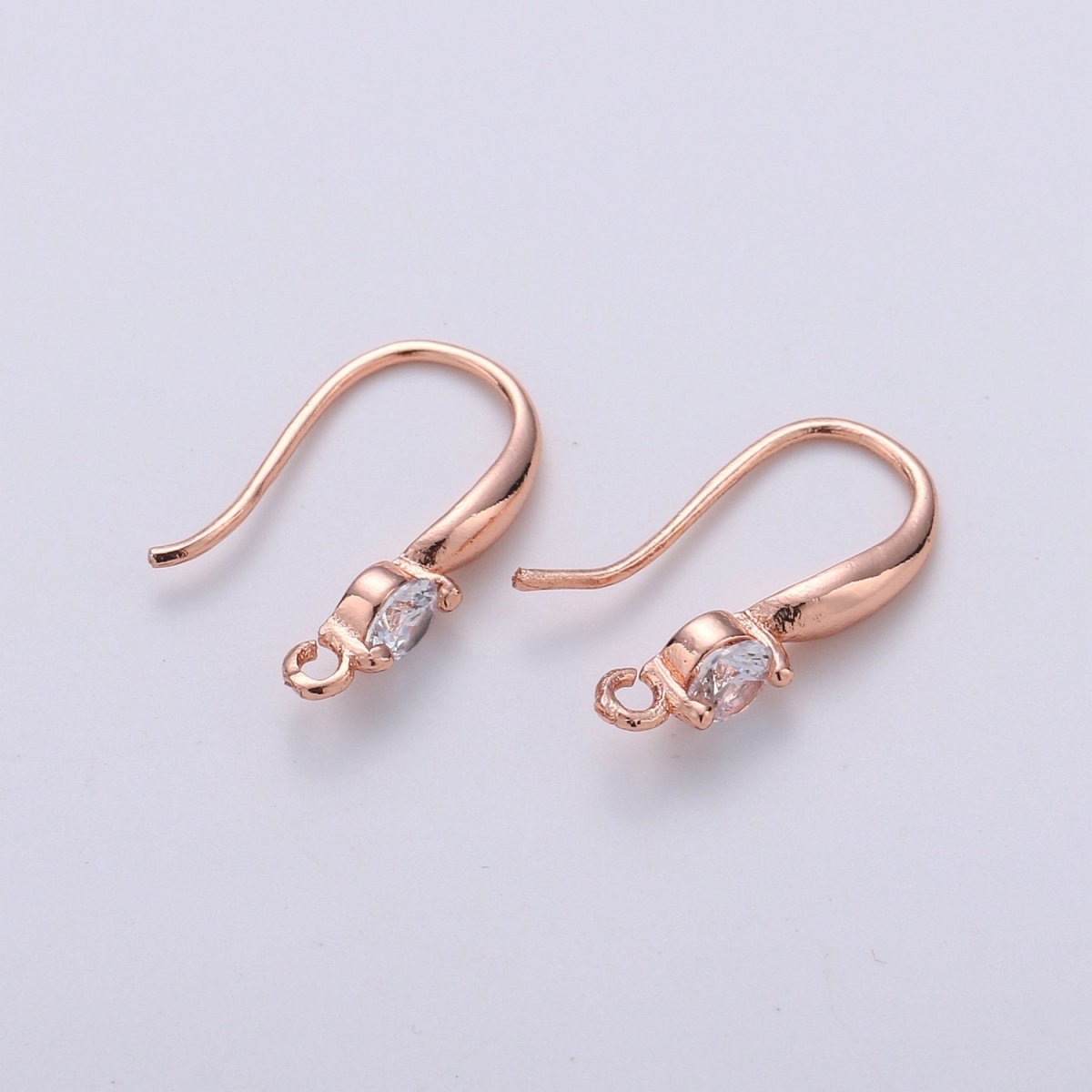 French Hook Earrings in Gold, French Hook Earrings / Gold Hook Ear Wires w/ Cz / French Hook / Earrings Craft K-822 K-823 - DLUXCA