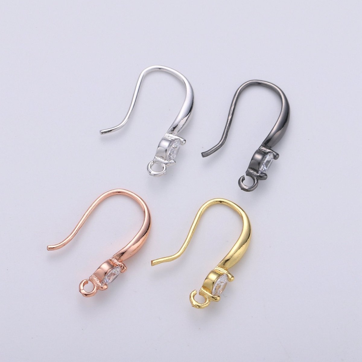 French Hook Earrings in Gold, French Hook Earrings / Gold Hook Ear Wires w/ Cz / French Hook / Earrings Craft K-822 K-823 - DLUXCA