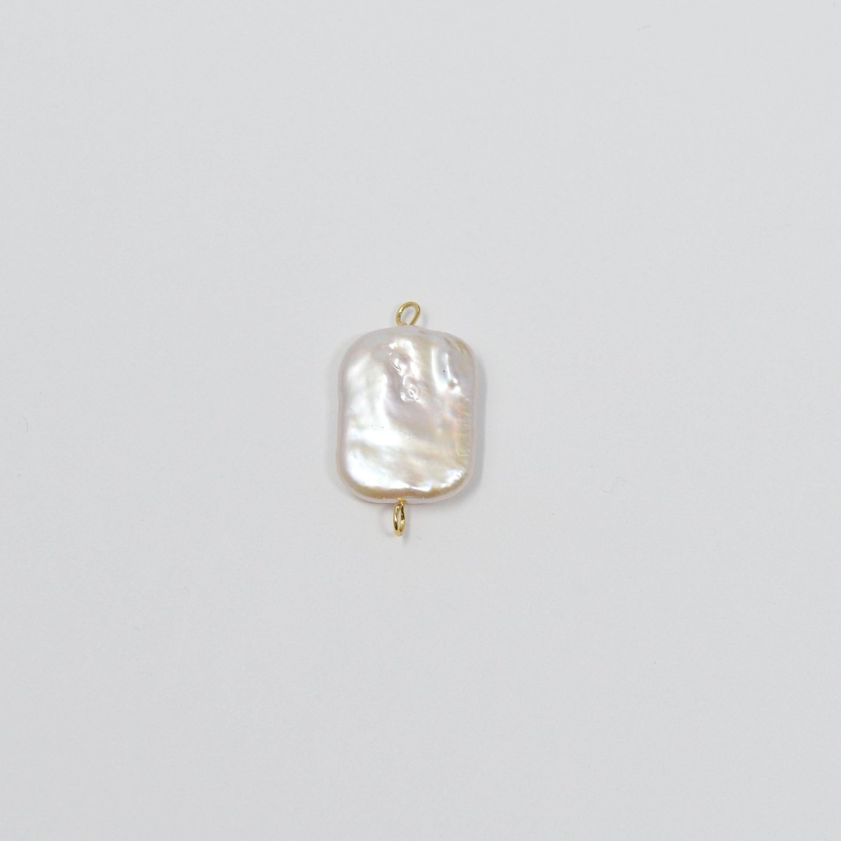 Freshwater Pearl Freeform Rectangle Pearl Connectors P-1806 - DLUXCA