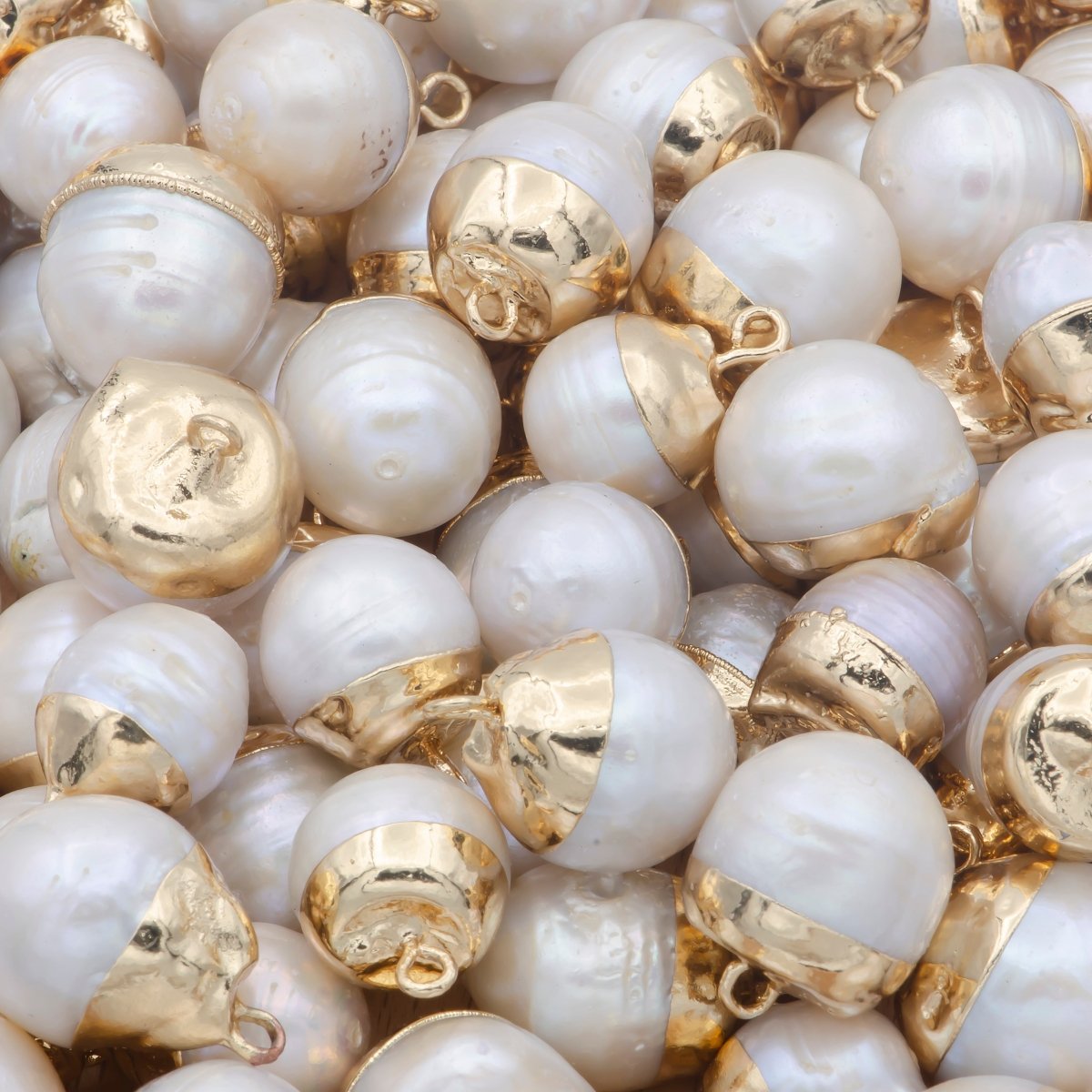 Freshwater Pearl White Round Ball Pearl Charm P-1820 - DLUXCA