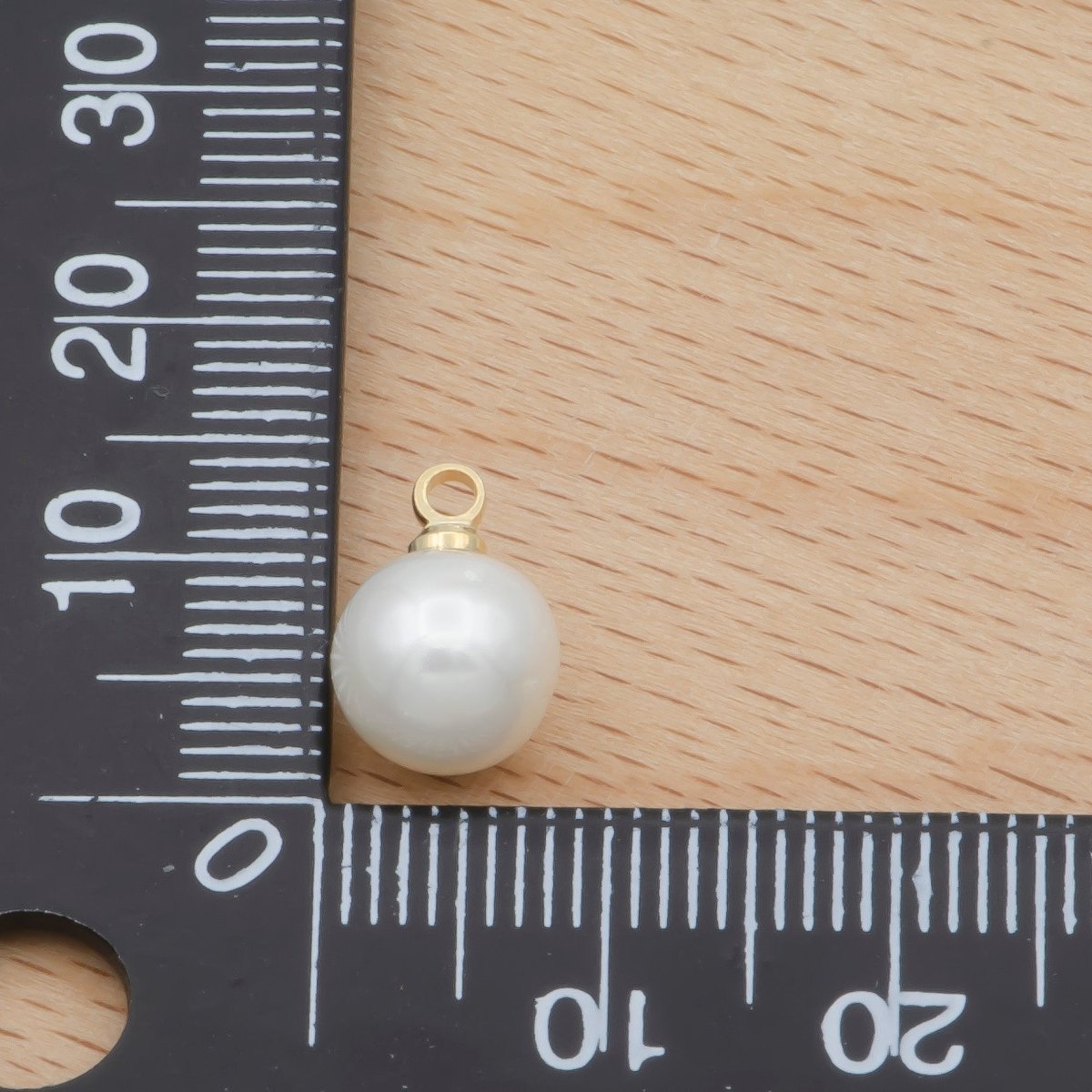 Freshwater Pearl White Round Pearl Ball Gold Filled Charms P-1822 - DLUXCA