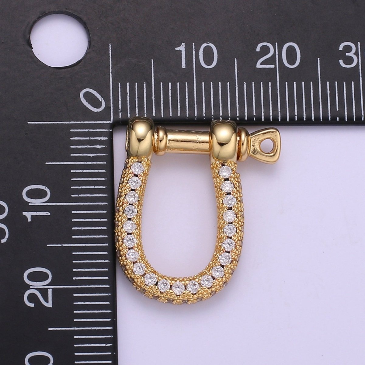 Full Cz Gold Shackle Clasp With Screw Rod for U Lock Micro Pave Carabiner clasp Anchor Shackle for Jewelry Making Component L-263 - DLUXCA
