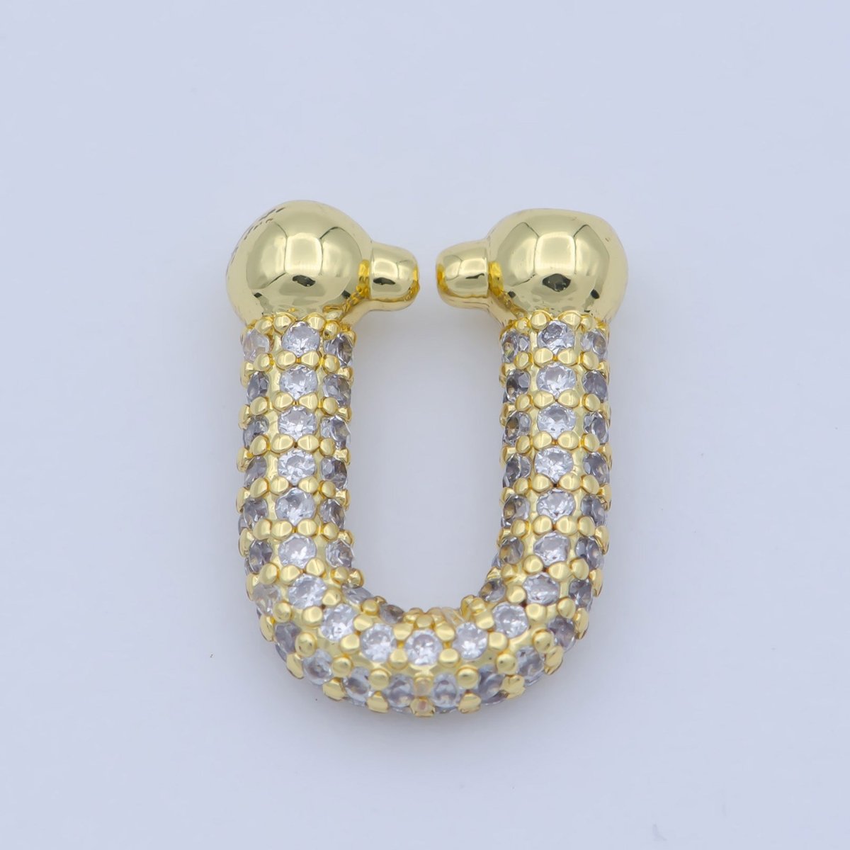 Full Cz Micro Pave U Shape Shackle link for Chain Connector Paper Clip Chunky Bold Chain Green Blue Black Fuschia Clear Cubic Gold Supply L-340~L-345 - DLUXCA