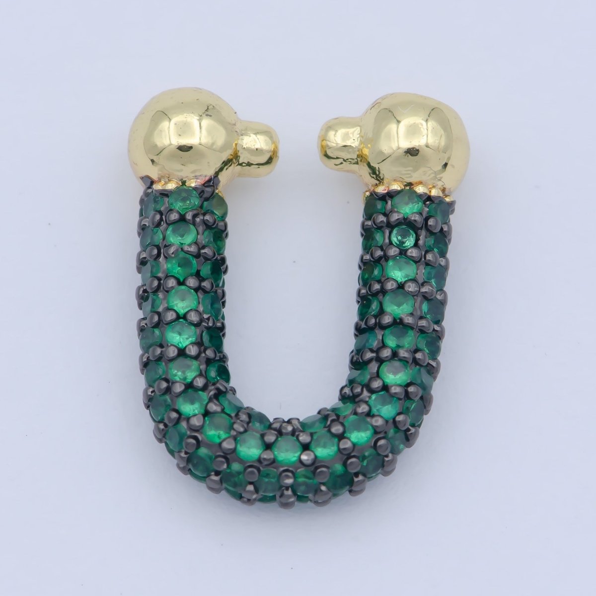 Full Cz Micro Pave U Shape Shackle link for Chain Connector Paper Clip Chunky Bold Chain Green Blue Black Fuschia Clear Cubic Gold Supply L-340~L-345 - DLUXCA