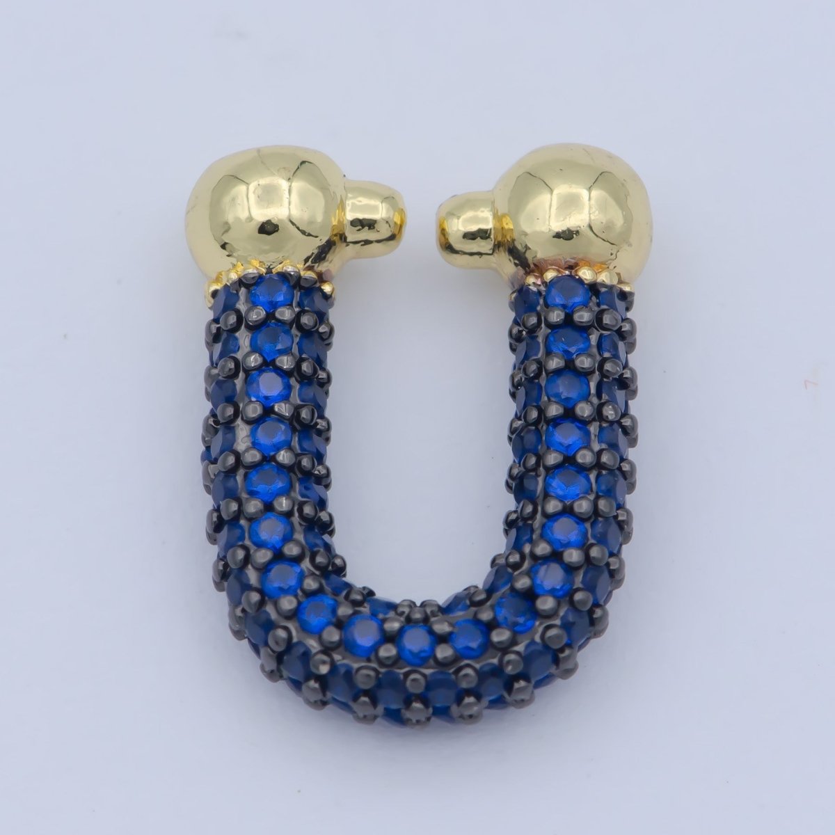 Full Cz Micro Pave U Shape Shackle link for Chain Connector Paper Clip Chunky Bold Chain Green Blue Black Fuschia Clear Cubic Gold Supply L-340~L-345 - DLUXCA