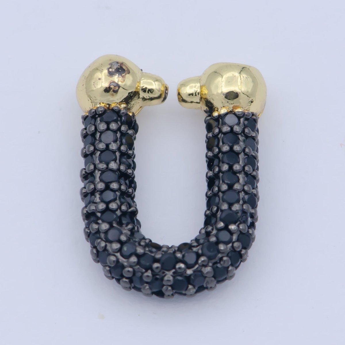 Full Cz Micro Pave U Shape Shackle link for Chain Connector Paper Clip Chunky Bold Chain Green Blue Black Fuschia Clear Cubic Gold Supply L-340~L-345 - DLUXCA