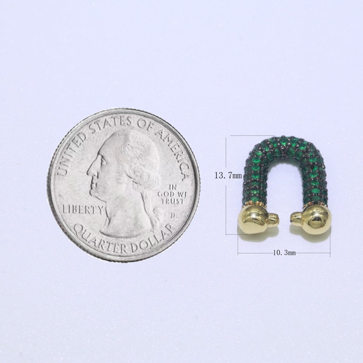 Full Cz Micro Pave U Shape Shackle link for Chain Connector Paper Clip Chunky Bold Chain Green Blue Black Fuschia Clear Cubic Gold Supply L-340~L-345 - DLUXCA