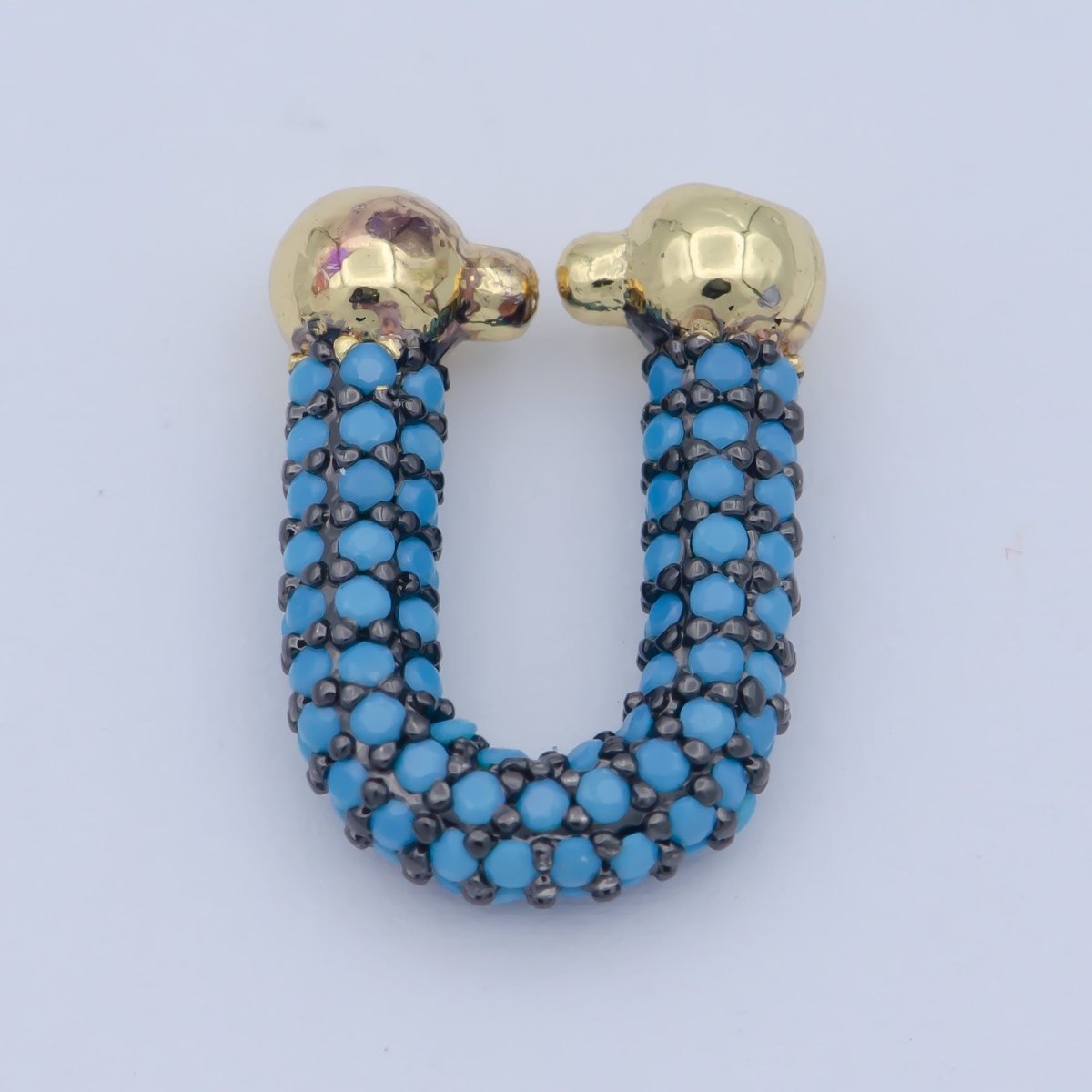 Full Cz Micro Pave U Shape Shackle link for Chain Connector Paper Clip Chunky Bold Chain Green Blue Black Fuschia Clear Cubic Gold Supply L-340~L-345 - DLUXCA