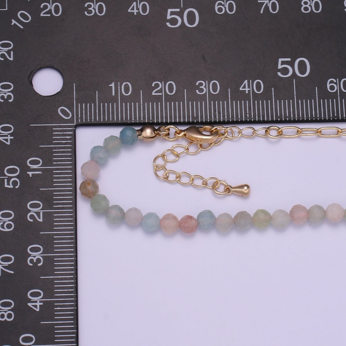 Fused 3mm Morganite Beads necklace w/ 14k Gold Filled Necklace, Mixed Cable Link Chain Necklace Ready To Wear Two Tone Necklace - DLUXCA