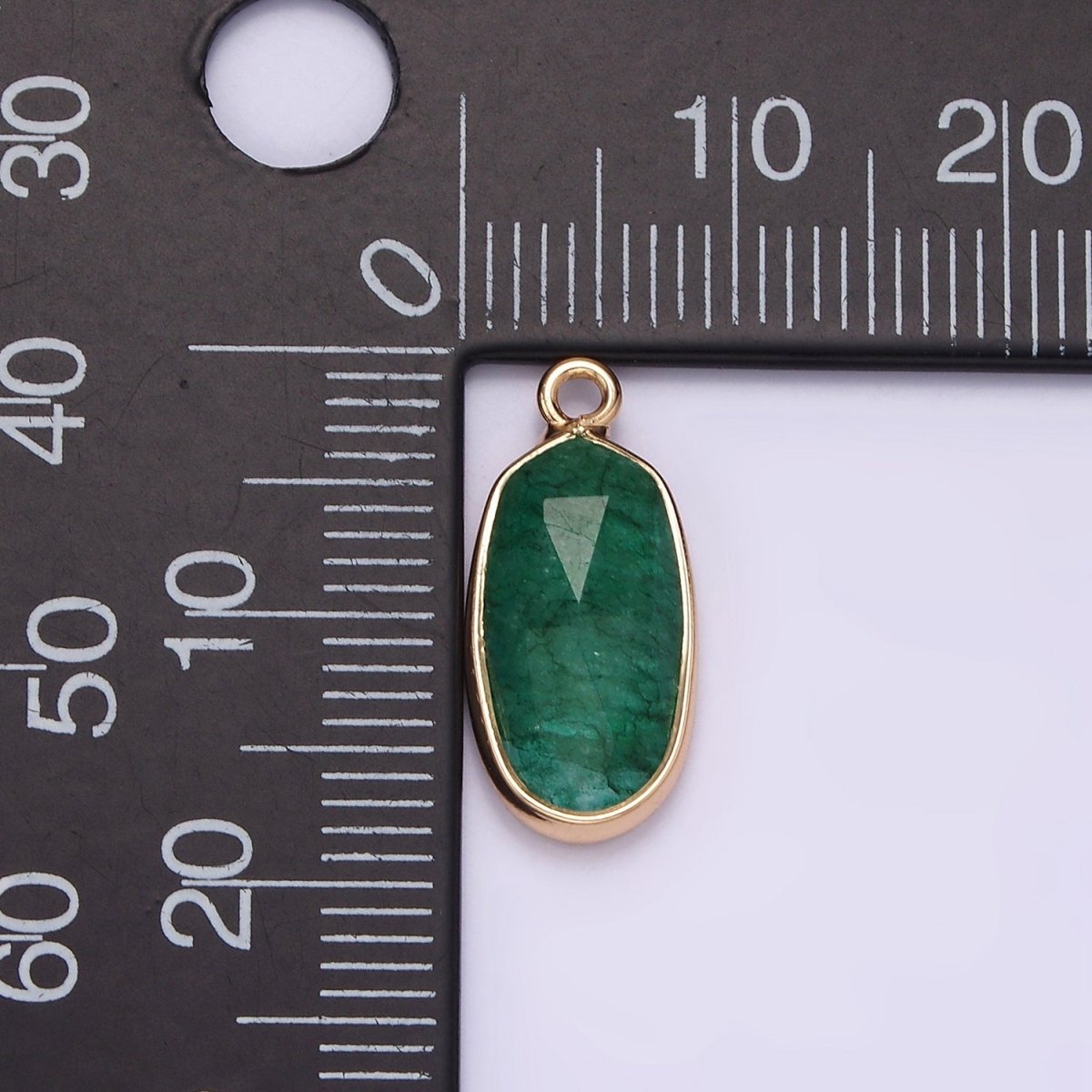 Gemstone Faceted Oval Gold Edge Pendant Charm Rose Quartz Onyx Amazon Charm N-1705 - N-1712 - DLUXCA