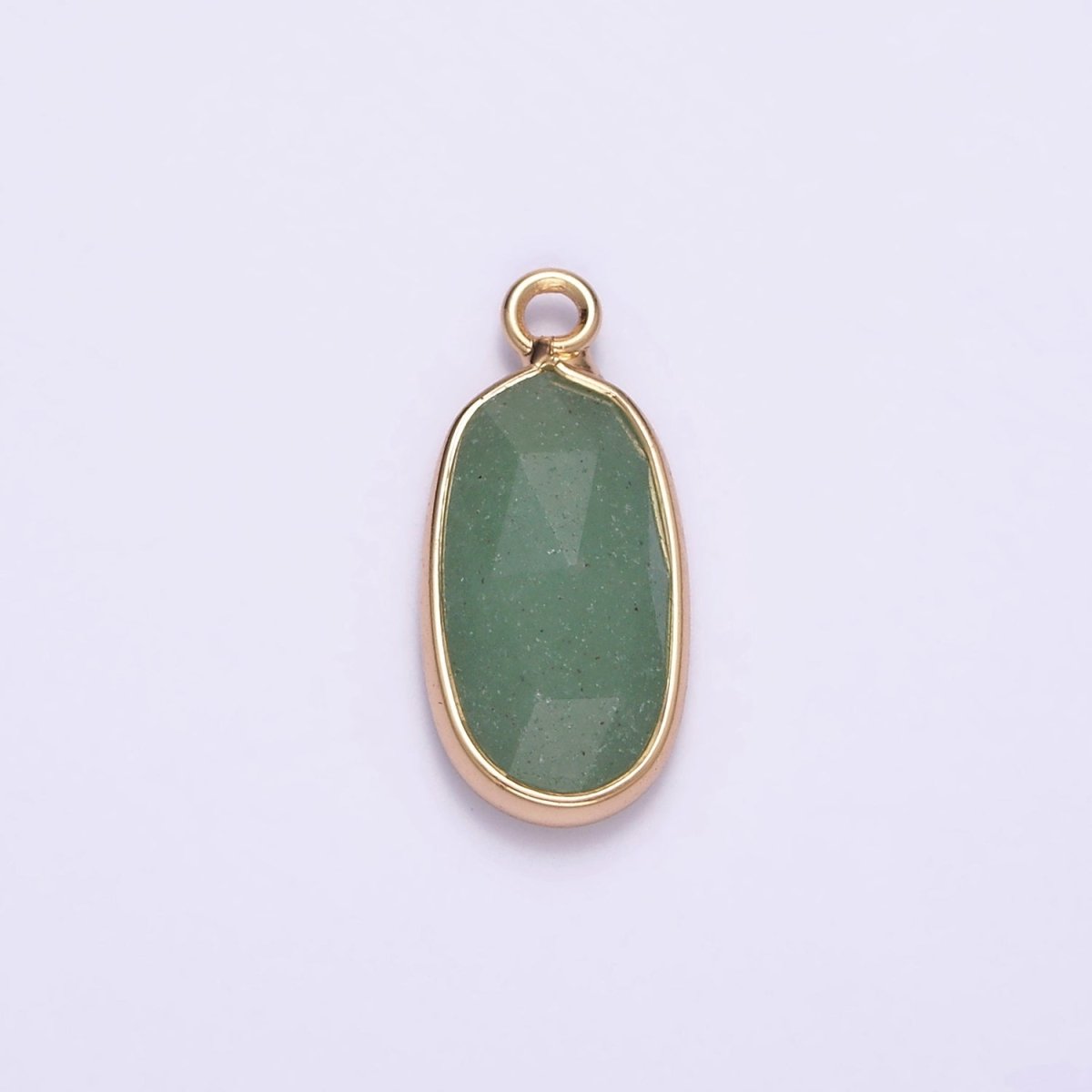 Gemstone Faceted Oval Gold Edge Pendant Charm Rose Quartz Onyx Amazon Charm N-1705 - N-1712 - DLUXCA