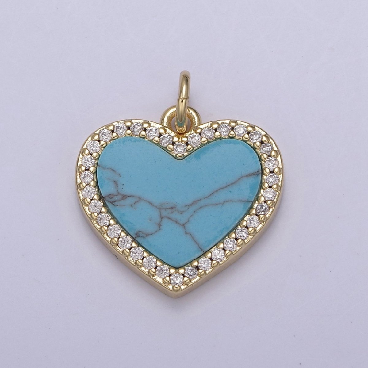 Gemstone Heart Charm, Boho Heart Pendant for Necklace, Turquoise Heart Pendant, Malachite Heart Pendant, Tiger Eye Pearl Abalone Heart Charm for Jewelry Making N-896 - N-900 - DLUXCA