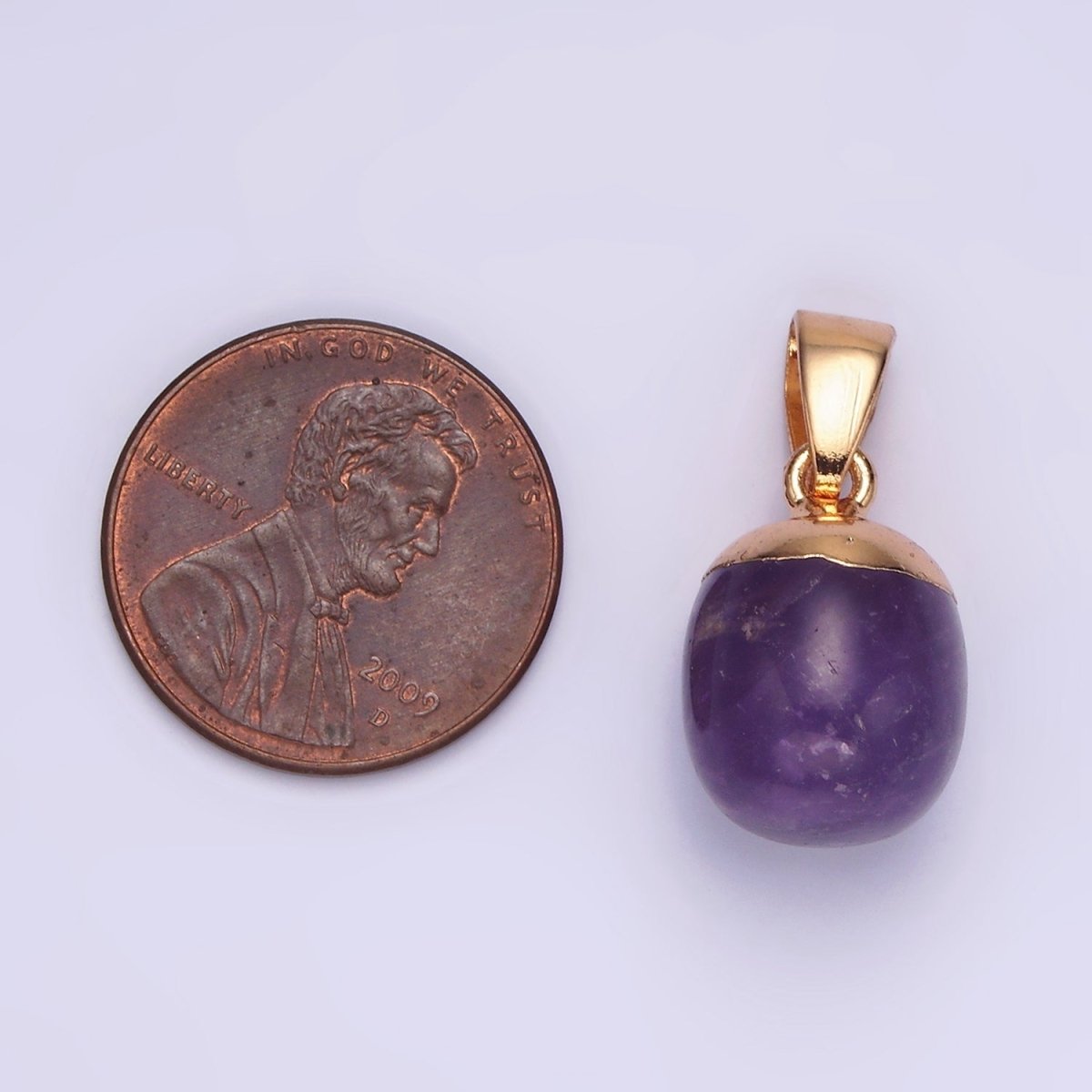 Gemstone Oval Potato Gold Pendant Charm Rose Quartz Moonstone Amethyst Amazonite Charm N1305 N1306 N1307 N1308 - DLUXCA