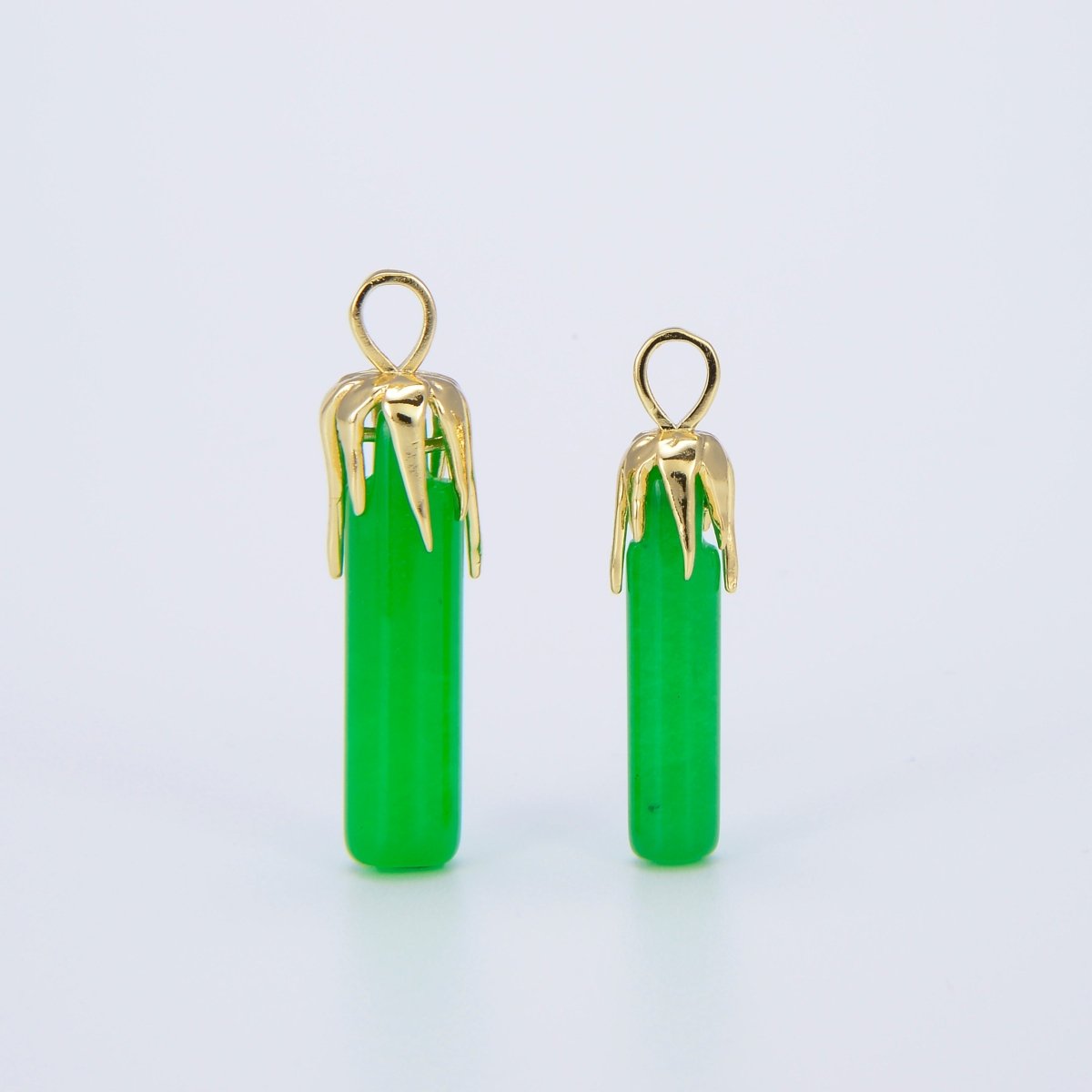 Genuine Green Jade Stick Green Pendant Necklace for Drop Dangle Charm Necklace Earring Jewelry Making O-219 O-220 - DLUXCA