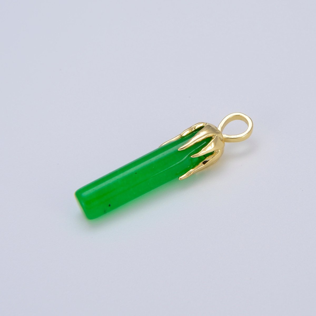 Genuine Green Jade Stick Green Pendant Necklace for Drop Dangle Charm Necklace Earring Jewelry Making O-219 O-220 - DLUXCA