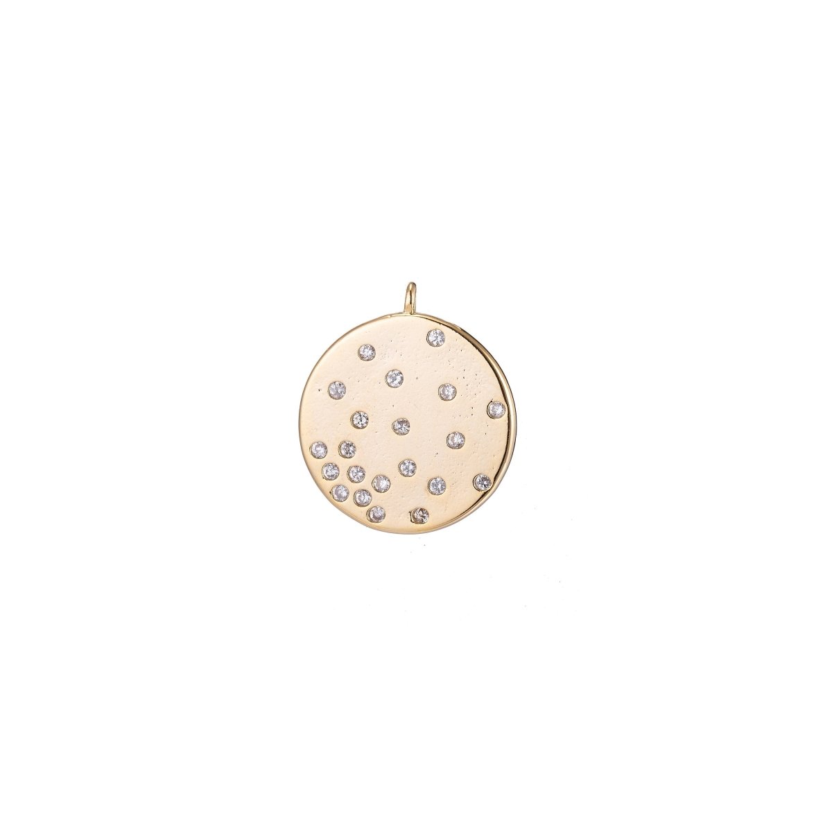 Geometric Circle Round Charm, Micro Pave CZ Charm, Dainty Pendant Floating Crystal Modern Chic Necklace Charm for Jewelry Making E-409 - DLUXCA