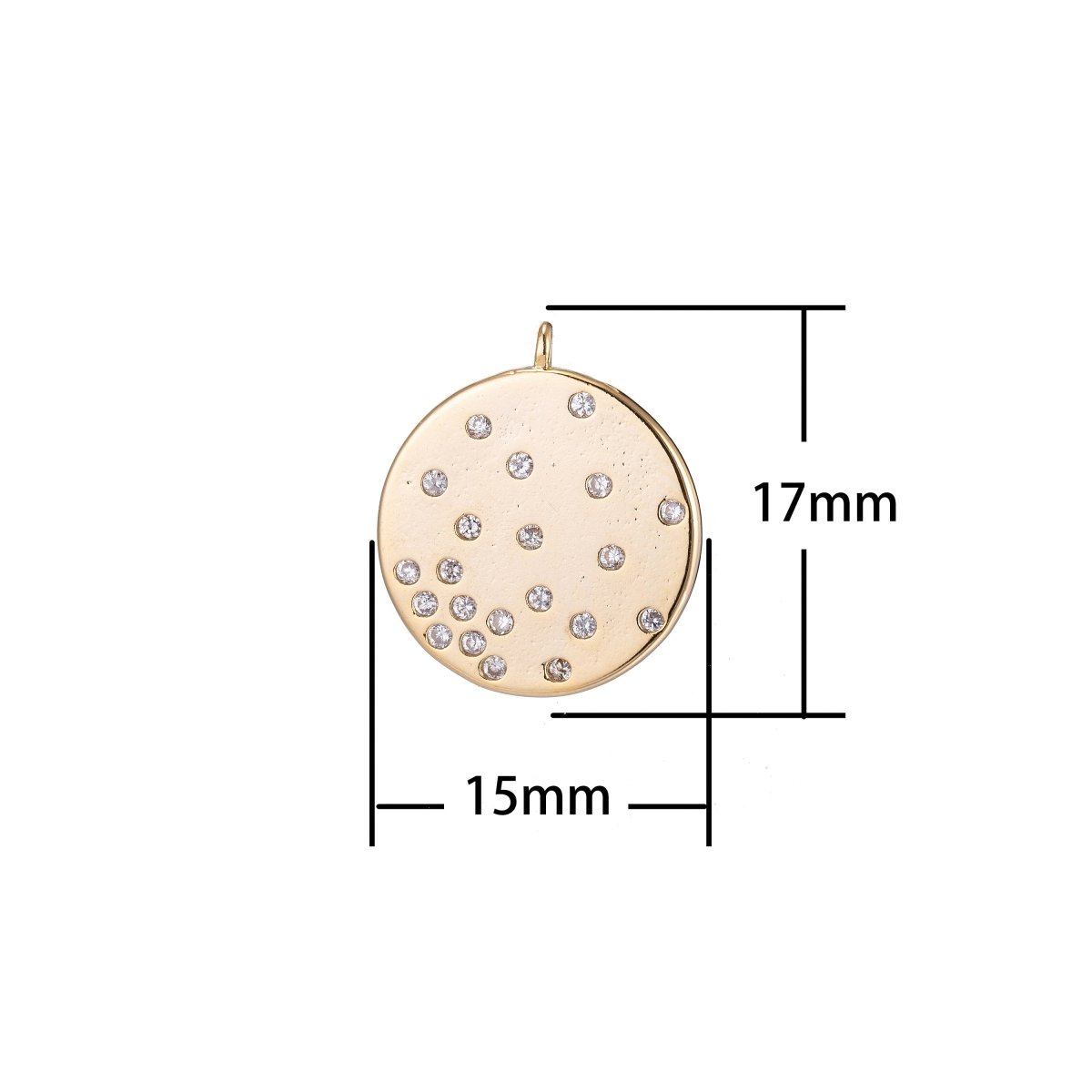 Geometric Circle Round Charm, Micro Pave CZ Charm, Dainty Pendant Floating Crystal Modern Chic Necklace Charm for Jewelry Making E-409 - DLUXCA